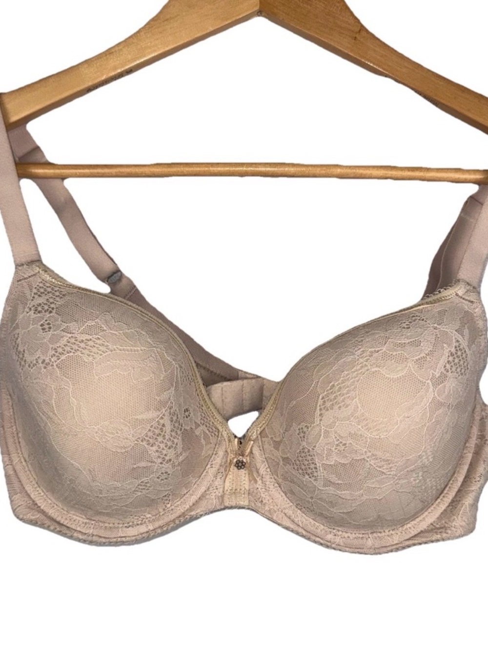 Wacoal Finesse Lace T-Shirt‎ Bra Style 853201 Sand Beige 34D Underwire Molded